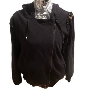 Focus Sport size  XL black asymmetrical embellished sweatshirt